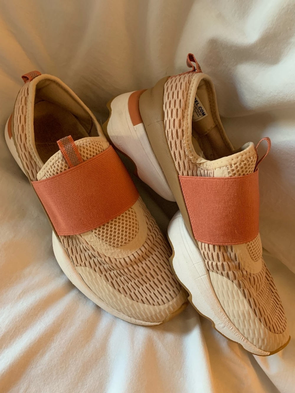 Sorel women's 'Kinetic Impact Strap Sneakers' in beige & peach - Picture 6 of 11